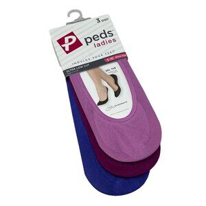 Peds Ladies Ultra Low Cut Socks 3 Pairs Shoe Size 5-10 Purple Pink Assorted Colo
